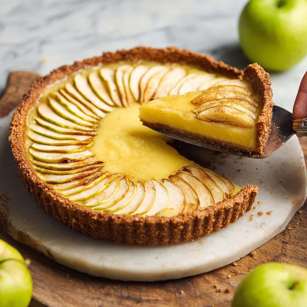 Vegan Apple Custard Tart (Tarte Normande) Recipe - Recipe Image