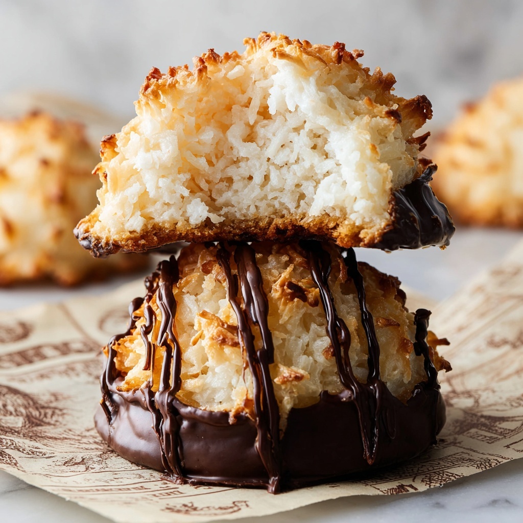 Vegan Coconut Macaroons with Chocolate Drizzle Recipe - Recipe Image