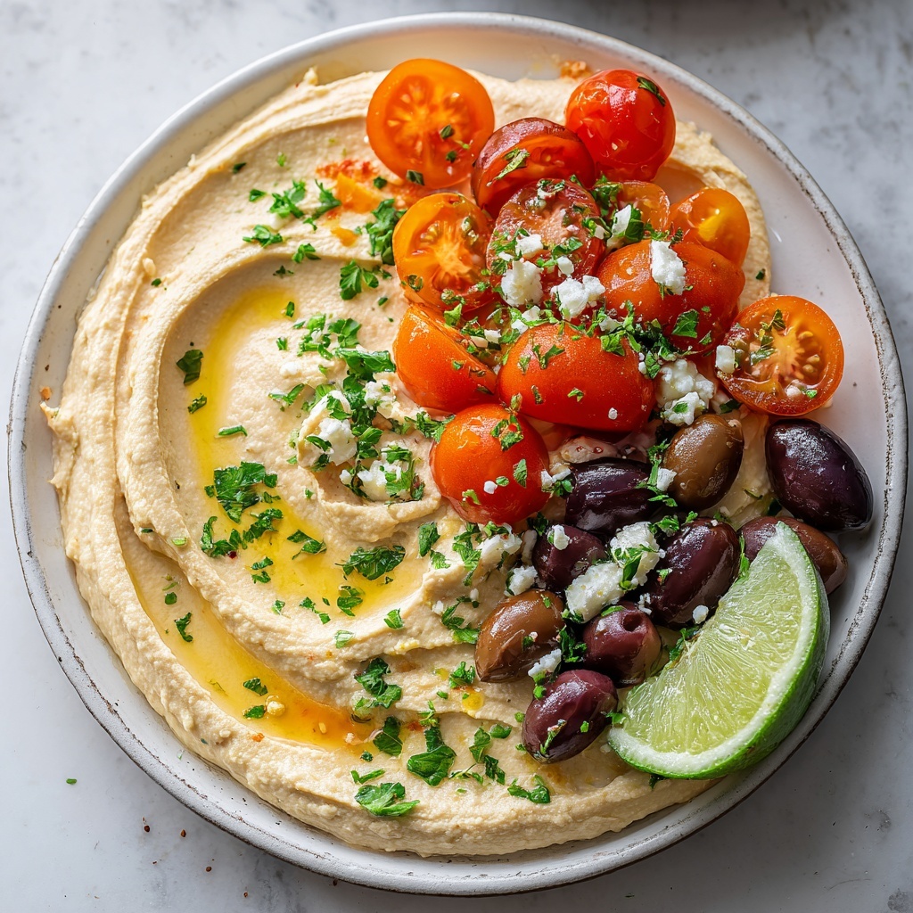 Greek Style Loaded Hummus Recipe - Recipe Image