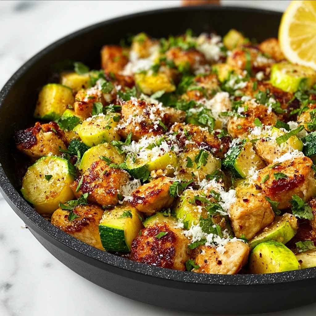 Skillet Lemon Parmesan Chicken with Zucchini and Squash Recipe - Recipe Image