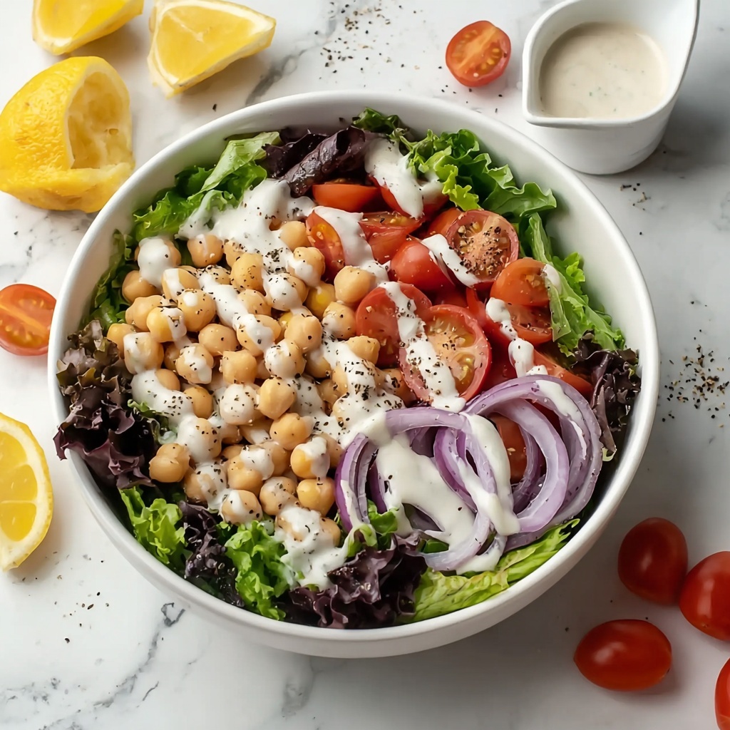 Green Salad with Lemon Tahini Dressing Recipe - Recipe Image