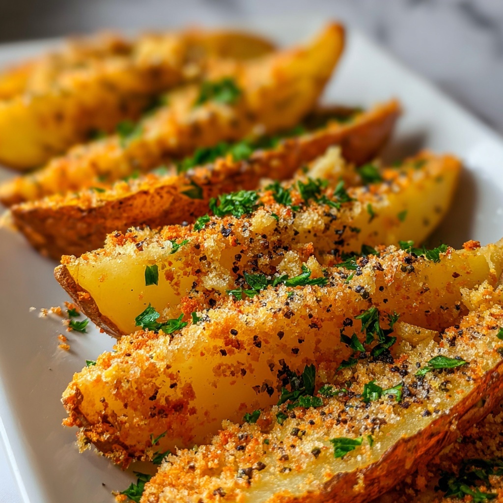 Baked Garlic Parmesan Potato Wedges Recipe - Recipe Image