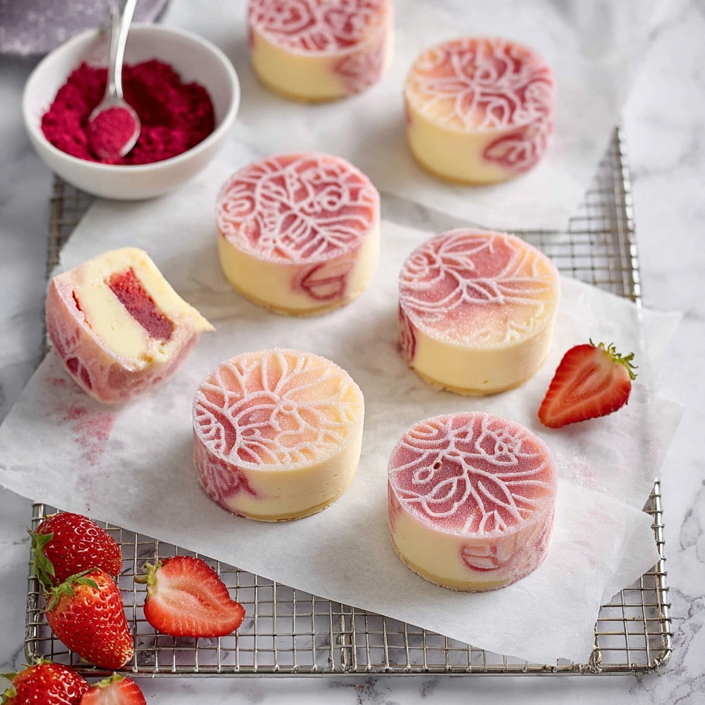 Strawberry Speckled Snow Skin Mooncakes Recipe - Recipe Image