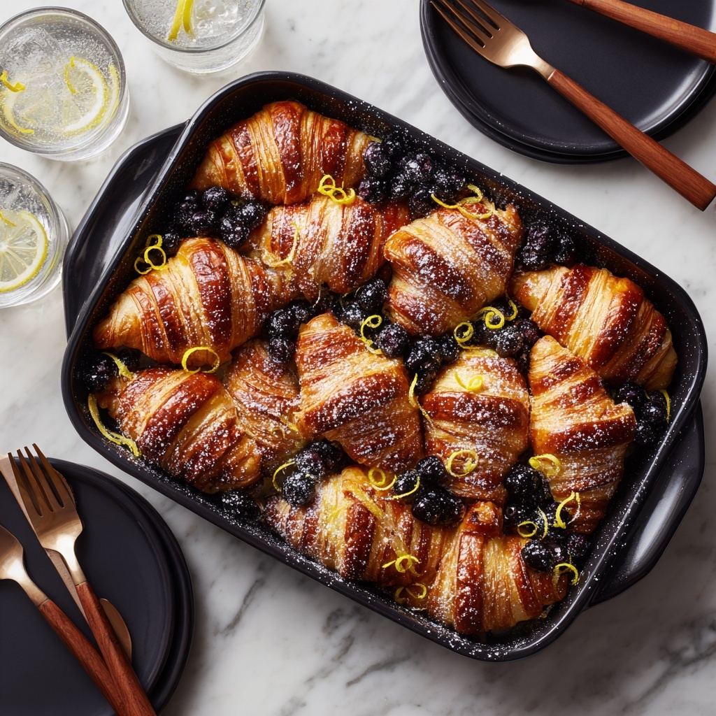 Croissant Breakfast Casserole with Lemon Curd and Berries Recipe - Recipe Image