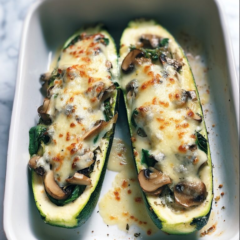 Spinach, Mushroom, and Ricotta Stuffed Zucchini Recipe