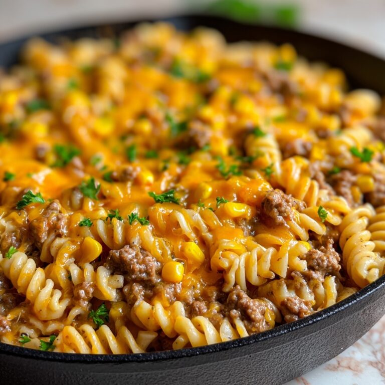 Loaded Cheddar Ranch Beef and Sweet Corn Rotini Bake Recipe