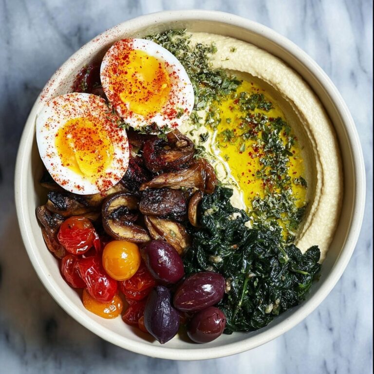 Savory Mushroom, Tomato, Spinach, and Hummus Breakfast Bowls Recipe