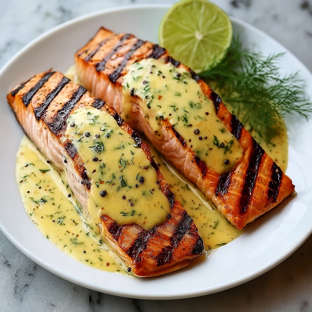 Grilled Salmon with Dijon Mustard Sauce Recipe - Recipe Image
