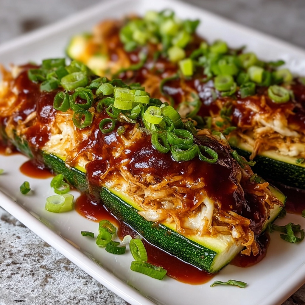 Sticky BBQ Chicken Zucchini Boats Recipe - Recipe Image