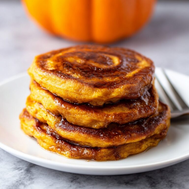 Pumpkin Cinnamon Roll Pancakes with Cream Cheese Glaze Recipe