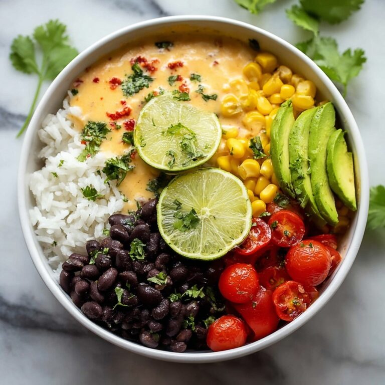 Black Bean Burrito Bowl with Chipotle Sauce and Fresh Garnishes Recipe