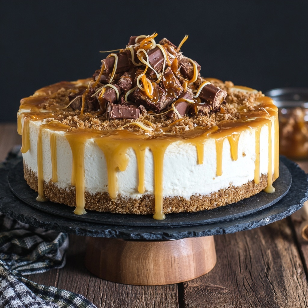 Toffee Caramel No-Bake Cheesecake Recipe - Recipe Image