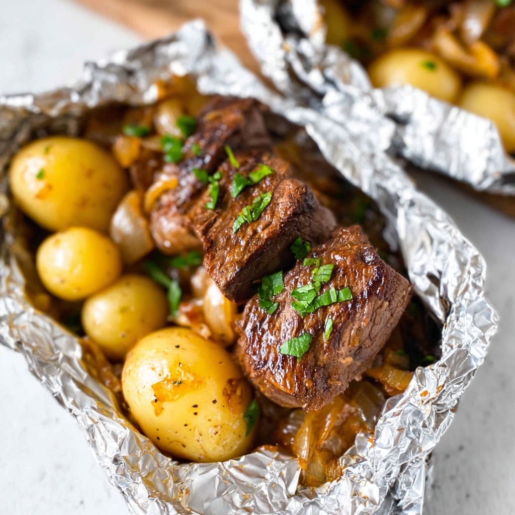 Garlic Butter Steak and Potato Foil Packets Recipe - Recipe Image