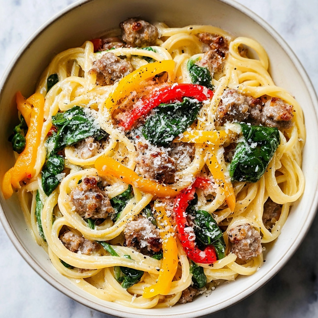 Creamy Sausage and Peppers Pasta Recipe - Recipe Image