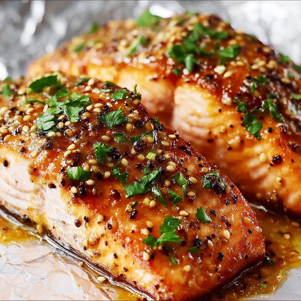 Honey Mustard Salmon In Foil Recipe - Recipe Image
