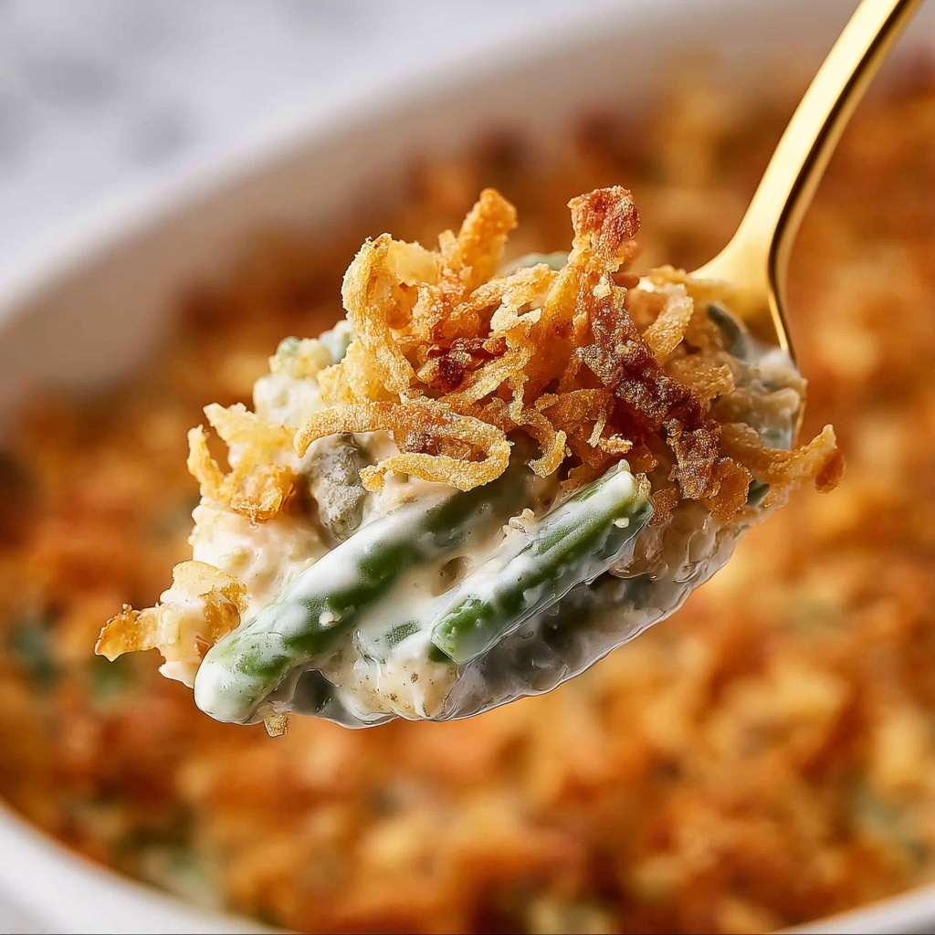 Cheesy Mushroom and Onion Green Bean Casserole Recipe - Recipe Image