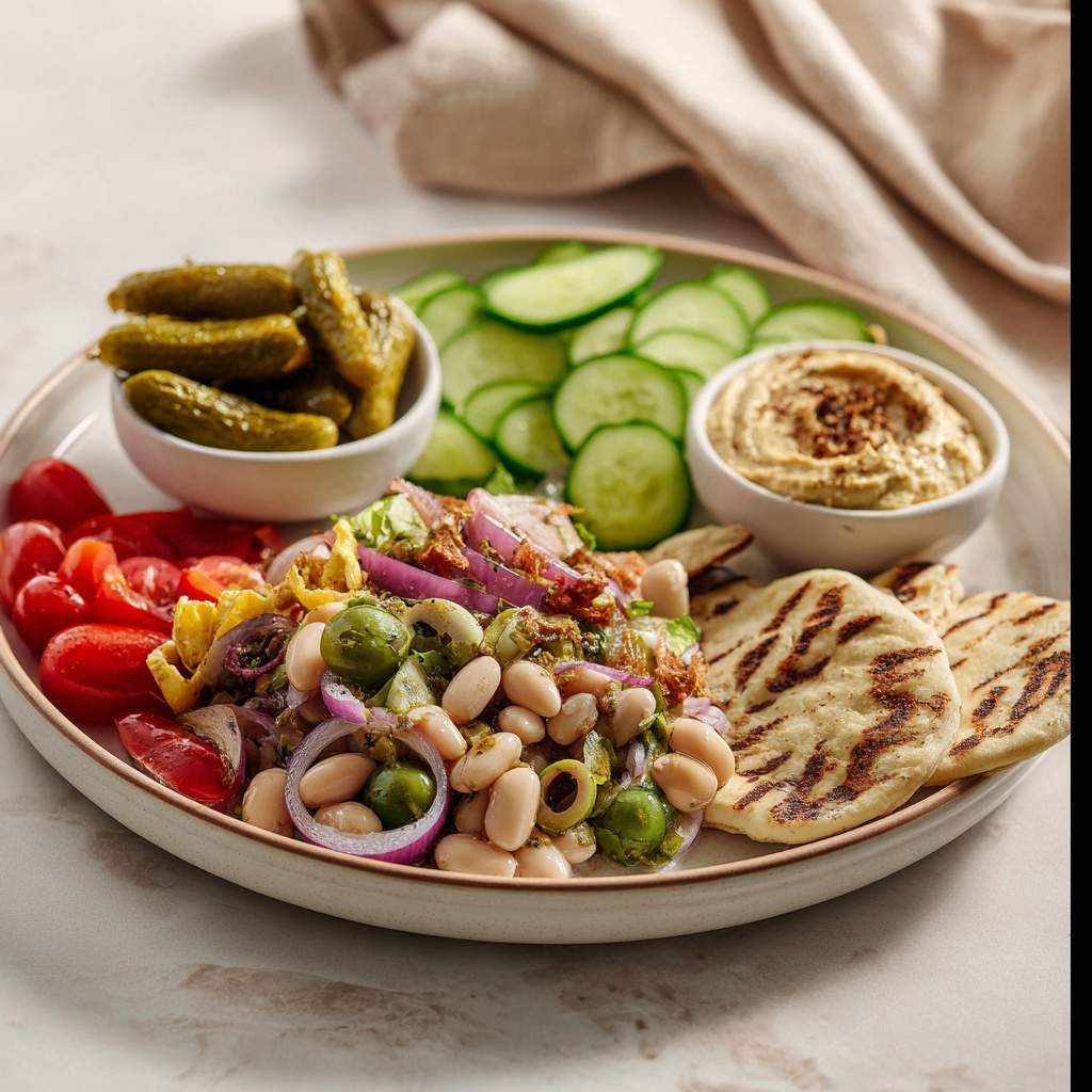 Marinated Green Olive Bean Salad with Chive Basil Dressing Recipe - Recipe Image