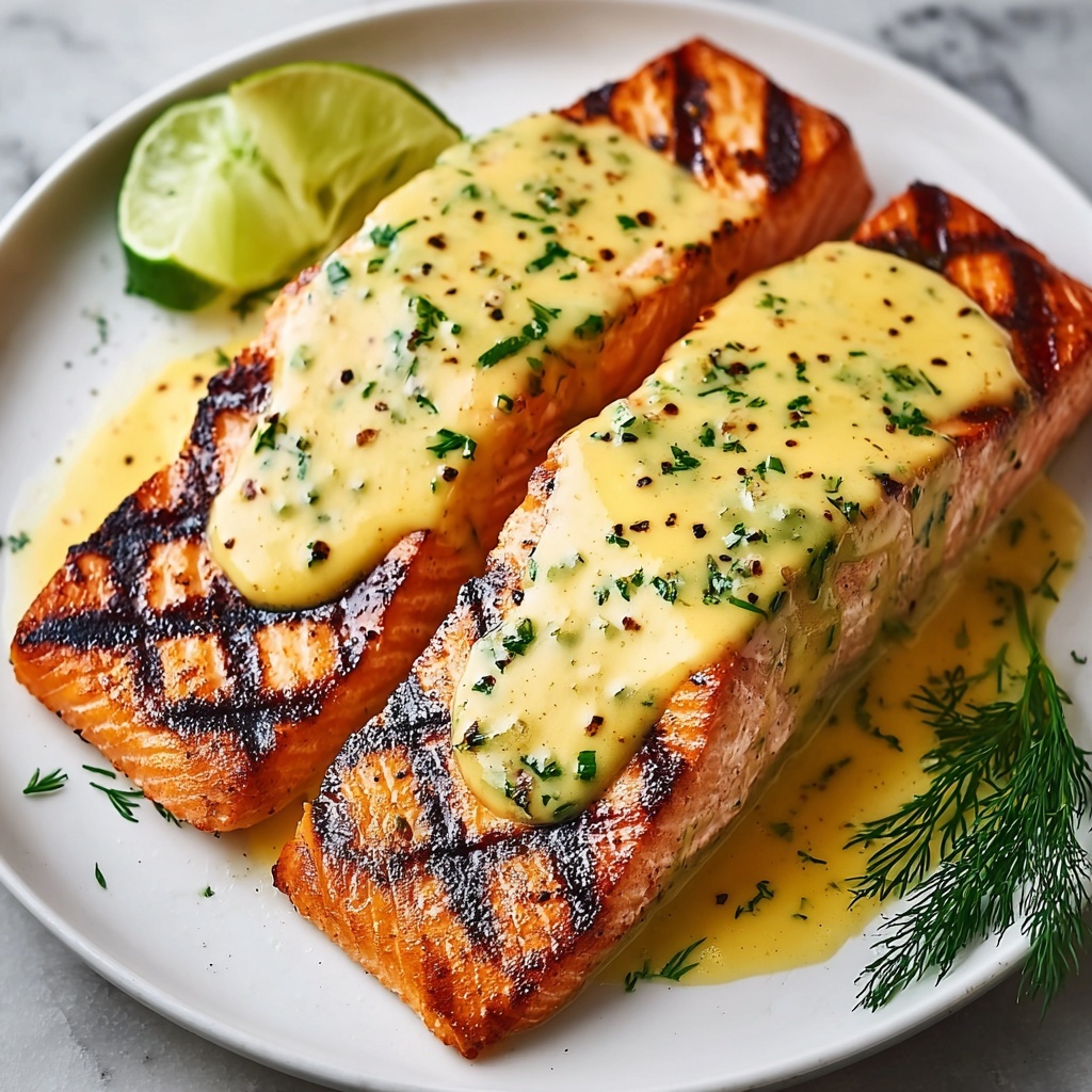 Grilled Salmon with Dijon Mustard Sauce Recipe - Recipe Image