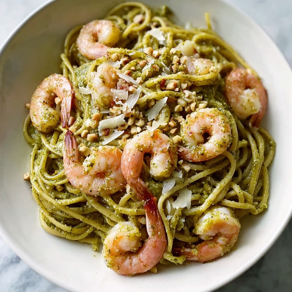 Easy & Creamy Pistachio Pesto Pasta with Shrimp Recipe - Recipe Image