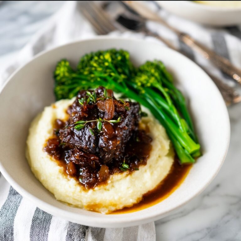 Red Wine Braised Short Ribs With Mashed Potatoes and Broccolini Recipe