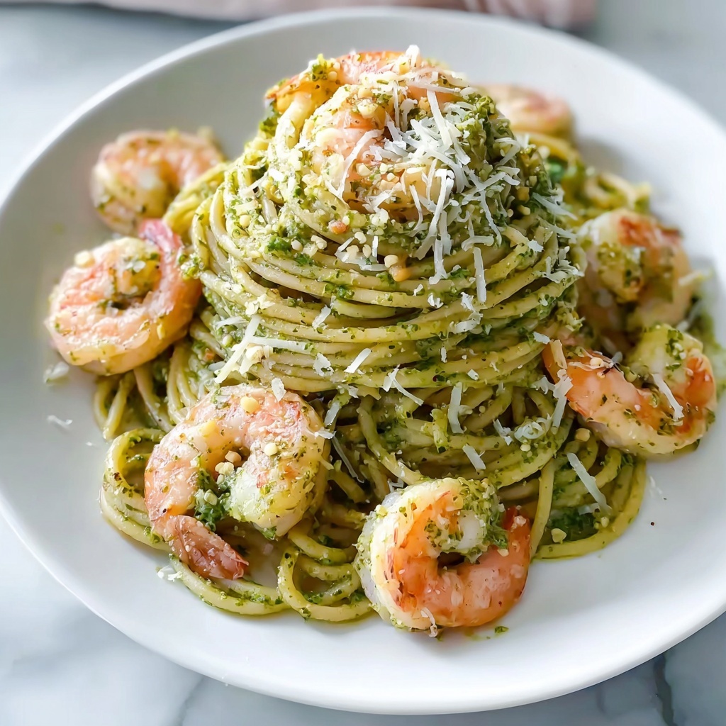 Easy & Creamy Pistachio Pesto Pasta with Shrimp Recipe - Recipe Image