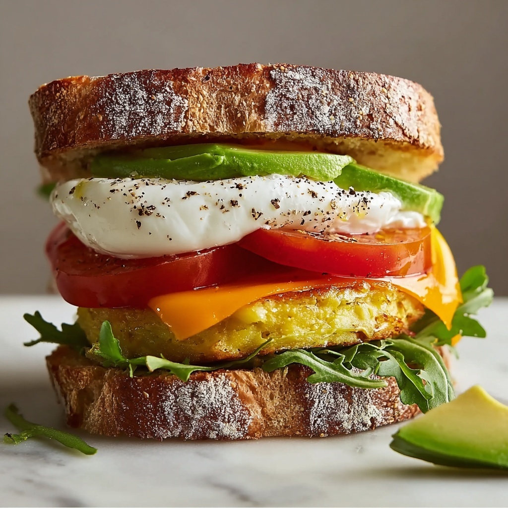 Avocado Breakfast Sandwich with Eggs, Bacon, and Cheddar Recipe - Recipe Image