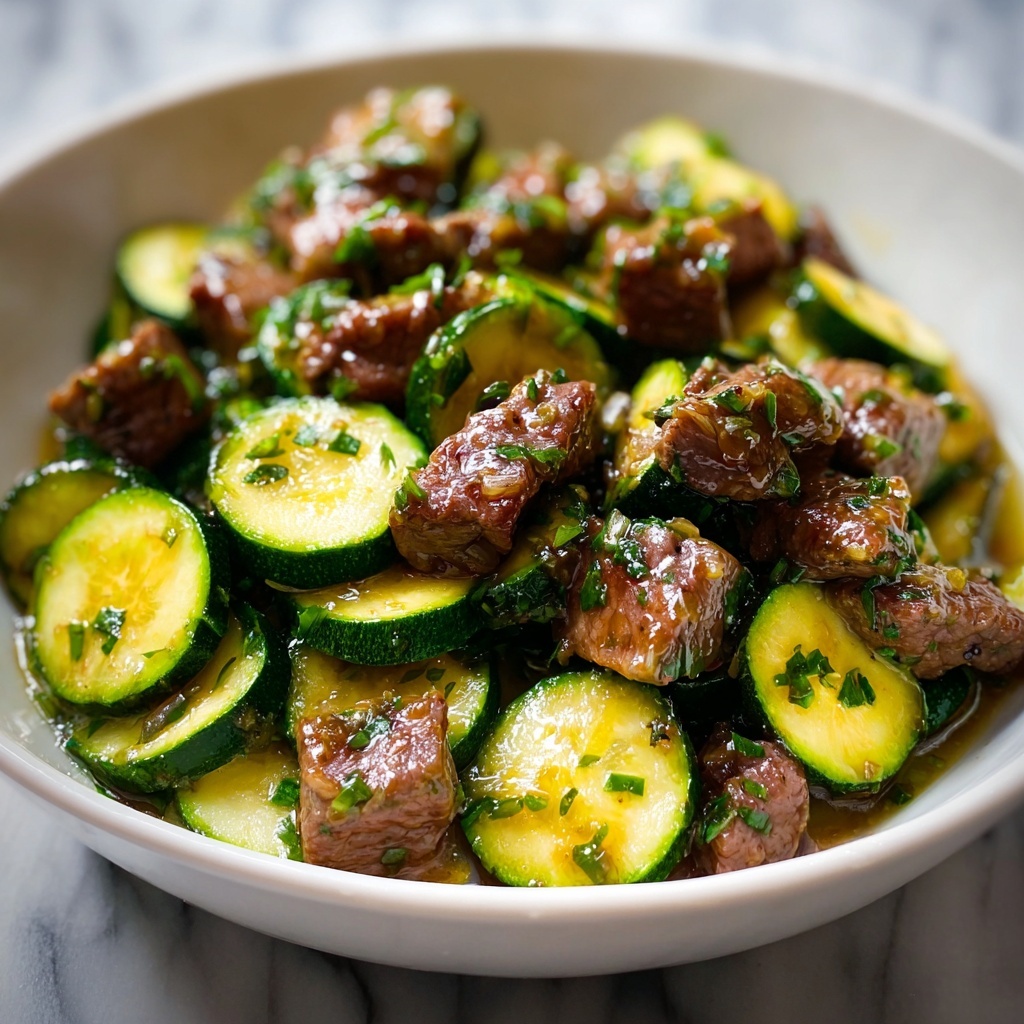 Garlic Butter Steak Bites & Zucchini – Easy Low Carb Dinner Recipe - Recipe Image