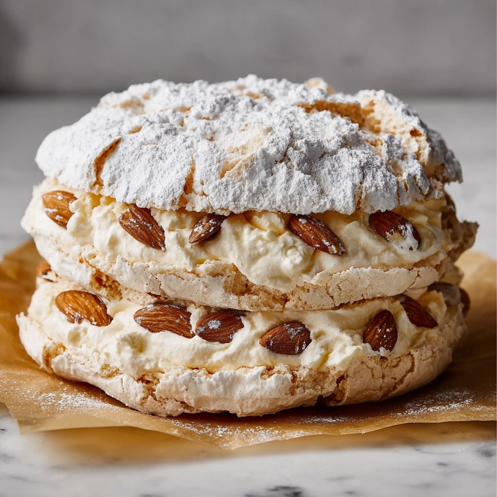 Almond Dacquoise Cream Clouds – Elegant French Cookies Recipe - Recipe Image