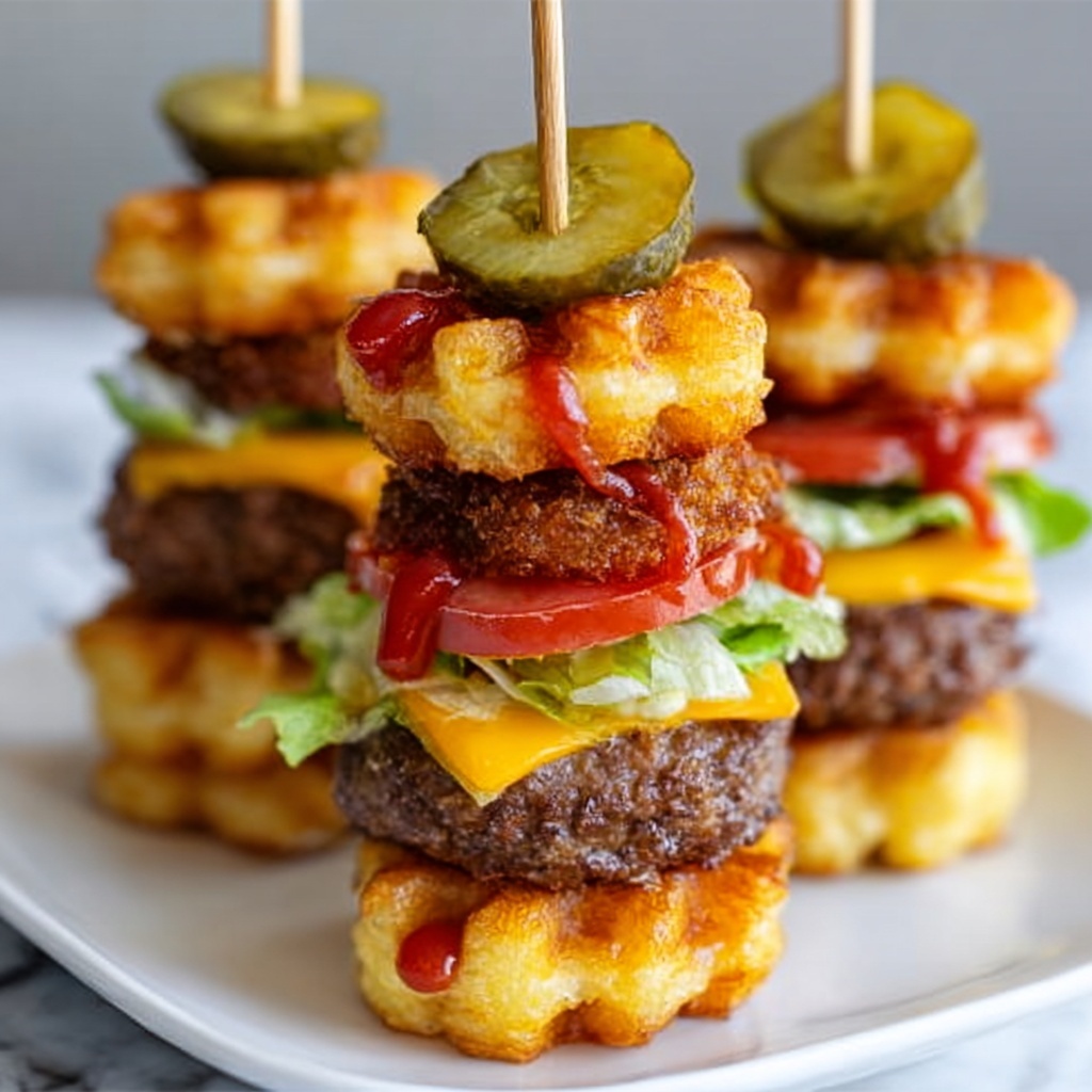 Mini Tater Tot Cheeseburgers Recipe - Recipe Image