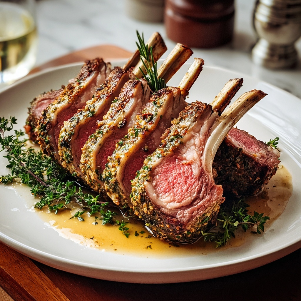Herb-Crusted Rack of Lamb with Garlic and Rosemary Recipe - Recipe Image