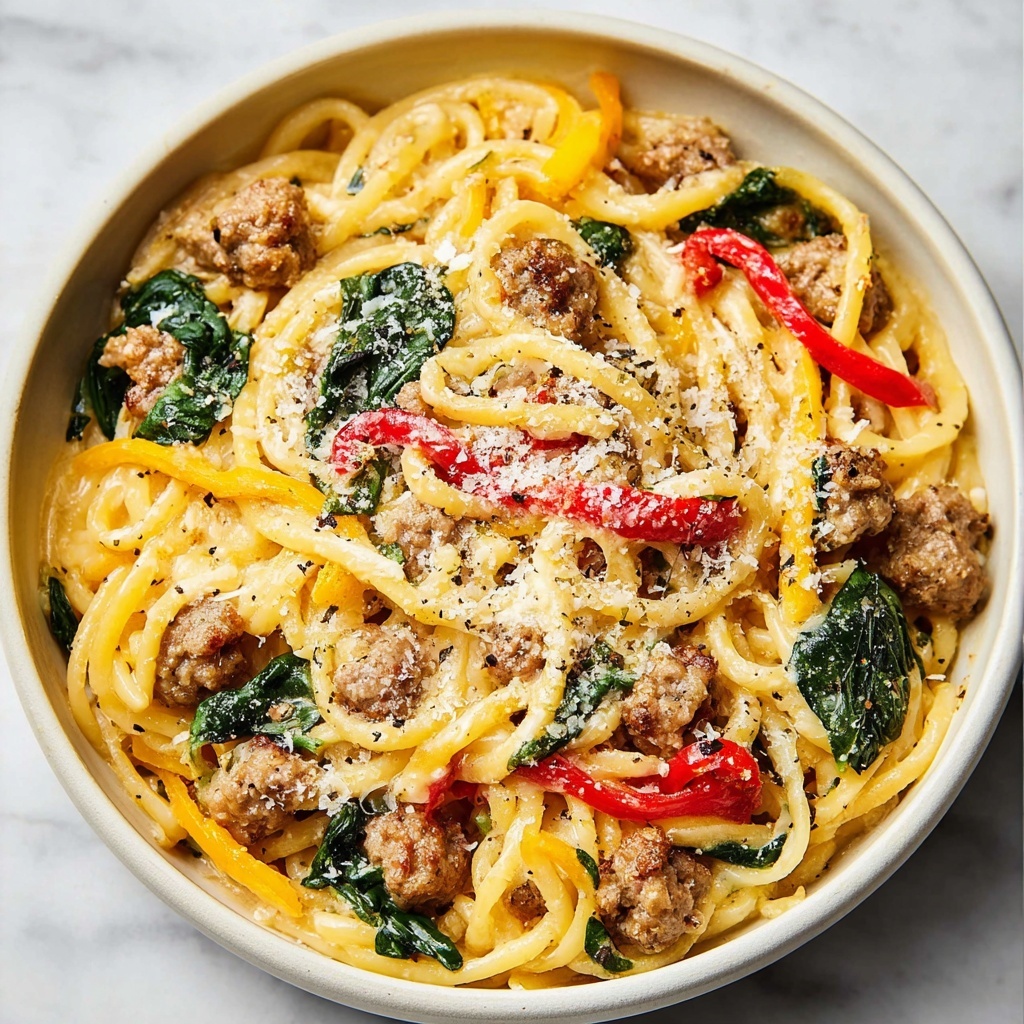 Creamy Sausage and Peppers Pasta Recipe - Recipe Image