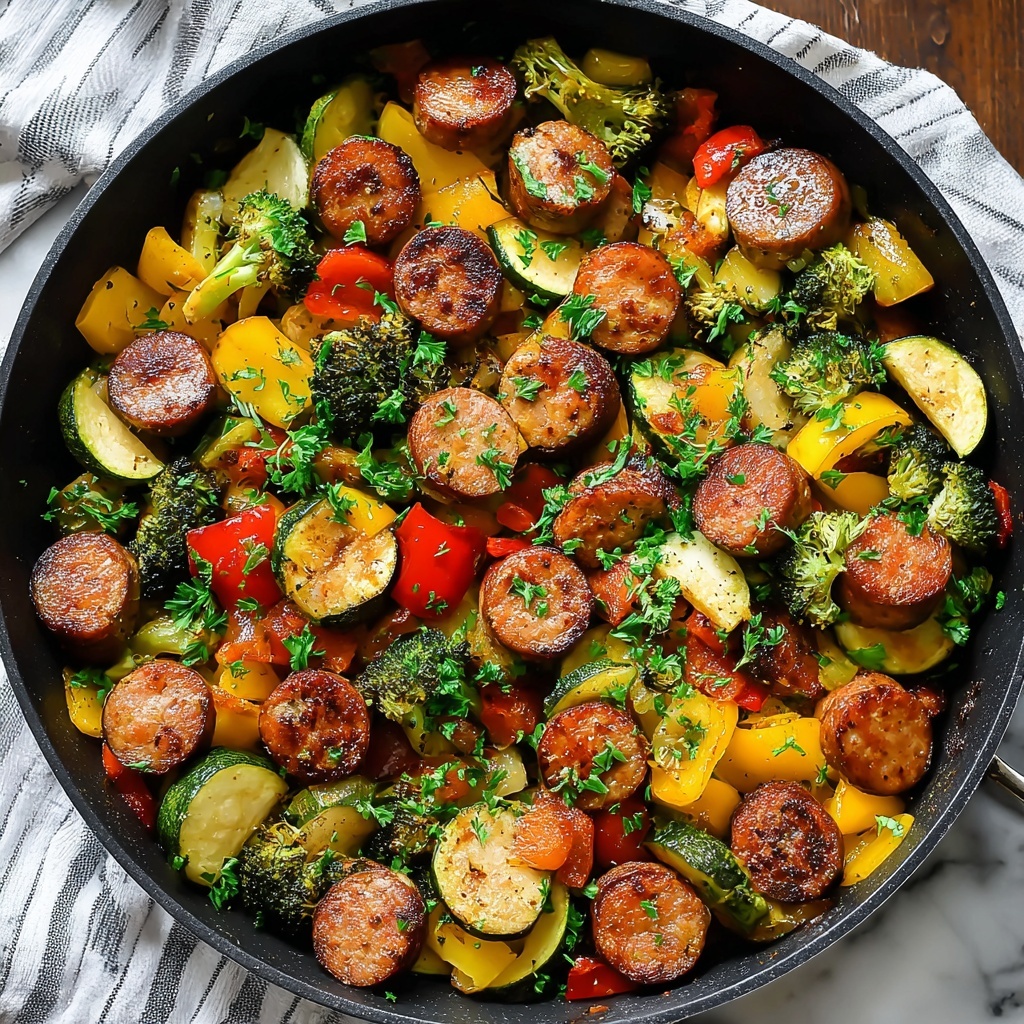 One Pan Sausage and Veggies Skillet Recipe - Recipe Image