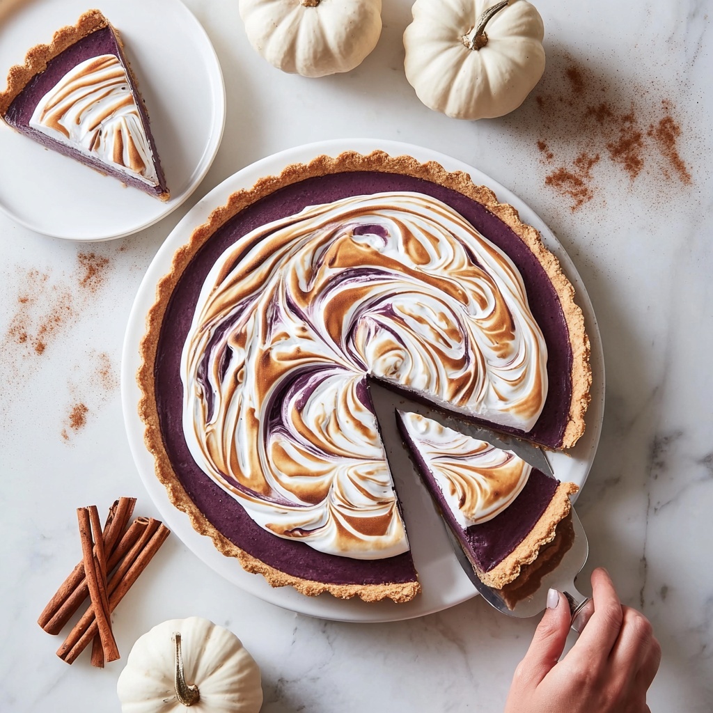 Purple Sweet Potato Pie with Swiss Meringue Topping Recipe - Recipe Image