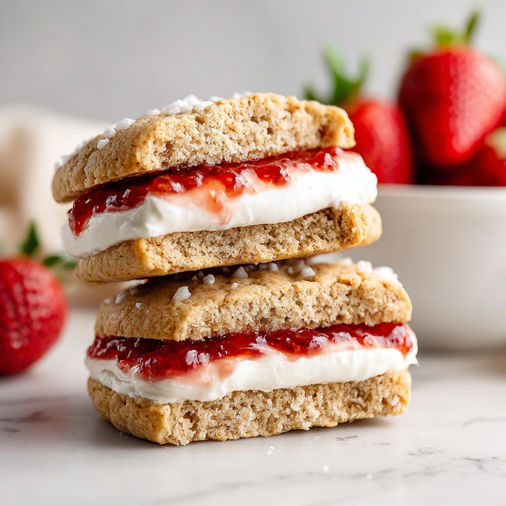 Cheesecake Cookies with Strawberry Jam and White Chocolate Recipe - Recipe Image