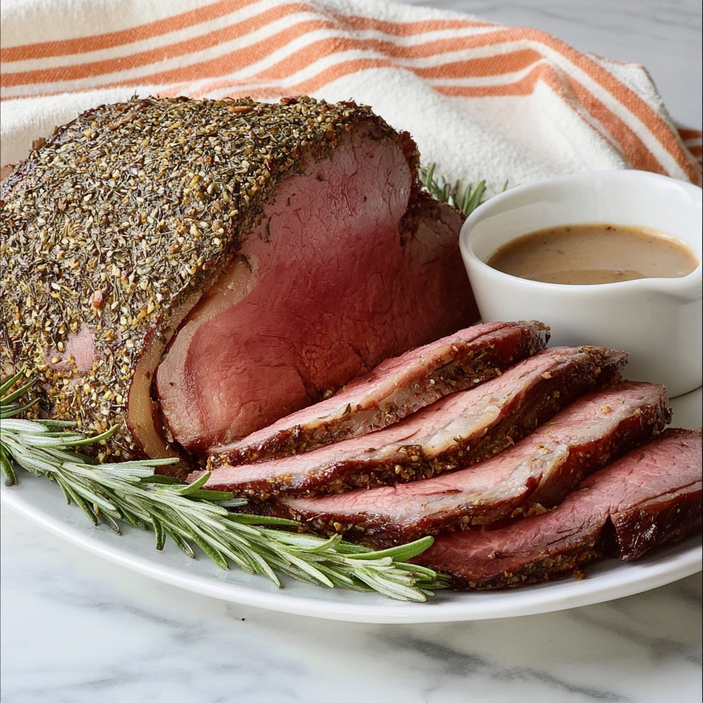 Herb Crusted Sirloin Tip Roast with Fennel Brown Gravy Recipe - Recipe Image