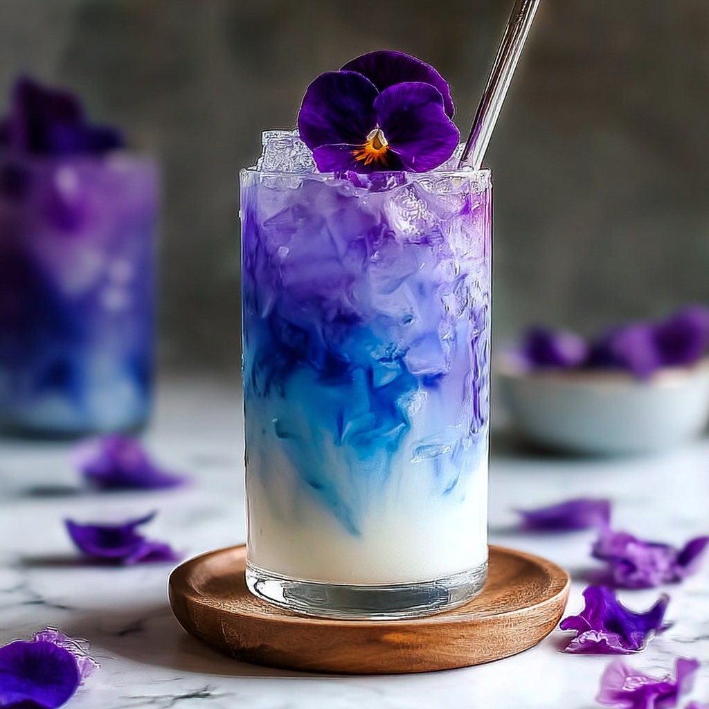 Iced Butterfly Pea Flower Tea Latte Recipe - Recipe Image