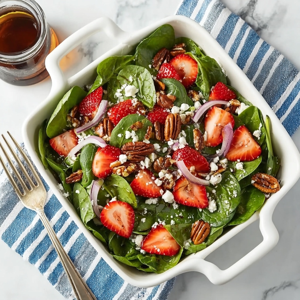 Spinach Strawberry Salad with Feta and Balsamic Dressing Recipe - Recipe Image