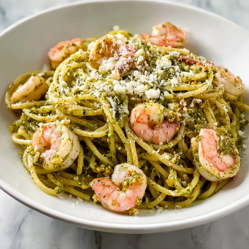Easy & Creamy Pistachio Pesto Pasta with Shrimp Recipe - Recipe Image