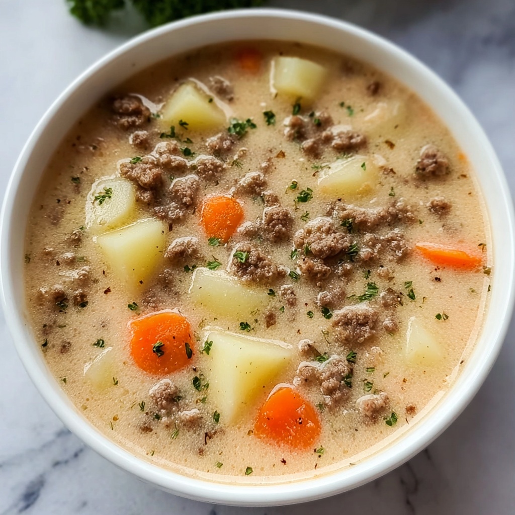 Creamy Crockpot Potato & Hamburger Soup Recipe - Recipe Image